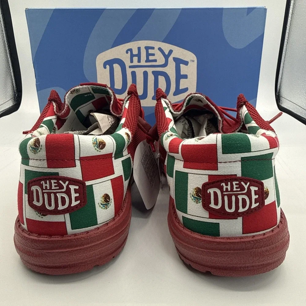Hey Dude Wally‎ Funk Red Mexican Flag Shoes Men Size 12 Slip On 42285-6WE